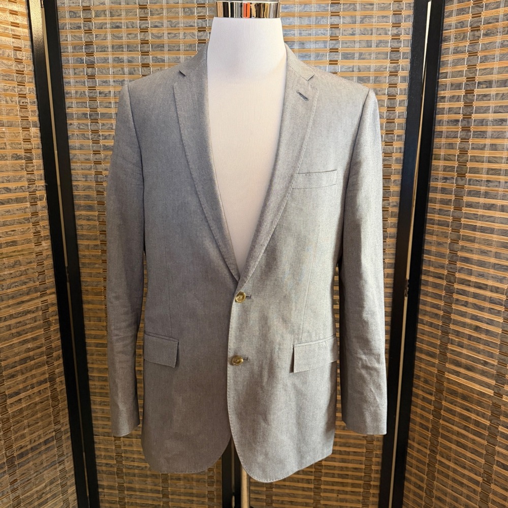 J.Crew Ludlow Blazer Mens 42L Gray Italian Cotton Tessuti Carpini Sport Coat